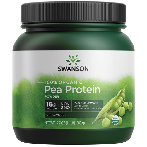[BRSWGEL4OYNQM3T4] Swanson 100% Certified Organic Pea Protein Powder Non-GMO 1.1 lb (503 g) Pwdr