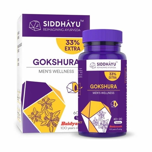 [BRSW2GA6CJ6AKAYU] Siddhayu By Baidyanath Gokshura Tablet | Men's Wellness | Tribulus Terrestris | Enhances Immunity-Boosting and Strength | 60 + 20 Tablets (20 Pills Free)