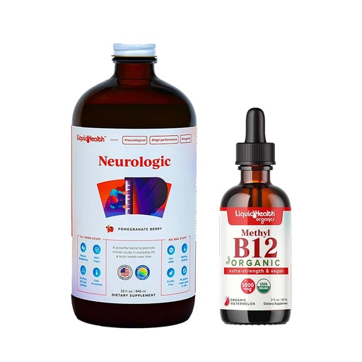 [BRSRABDQCV5RSFL6] LIQUIDHEALTH Neurologic Nootropic Focus Supplement & Organic Methyl B12 5000mcg Vitamin Drops with Tart Cherry Juice for Immune Support, Improved Memory & Concentration, Natural Energy, Overall Health