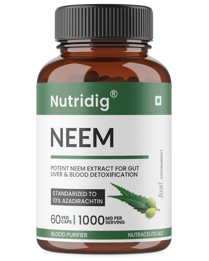 [BRSW2GAOBB5WE2YU] Neem Extract Capsules – Standardized to 10% Azadirachtin | Supports Skin Health, Immunity & Detox | Ayurvedic Bitter Herb – 60 Veg Capsules