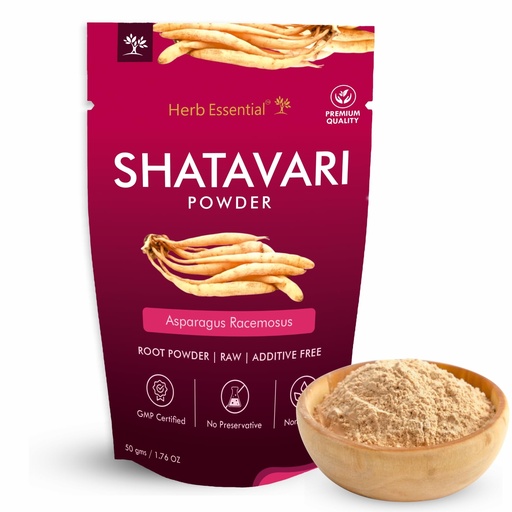 [BRSWECQTDEDWA3T7] Herb Essential Shatavari Powder 50g, Ayurvedic Herbal Supplement