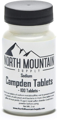 [BRSRMFIYCJ5G22Q4] North Mountain Supply Campden Tablets (Sodium Metabisulfite) - 100 Tablets - 2 Ounce Jar