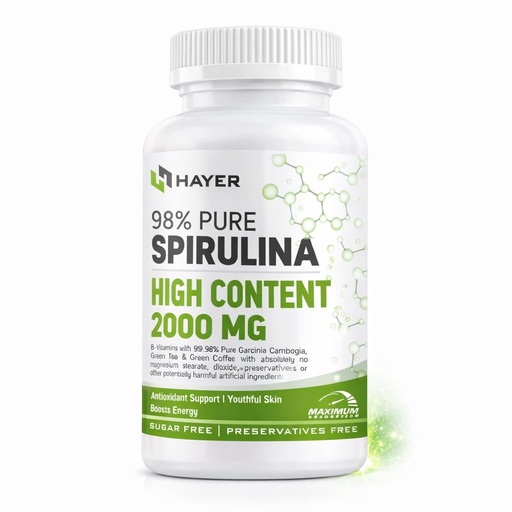 [BRSRGYL5OIFRAH37] HAYER 98% Spirulina Powder Organic -60 Tablets Veg