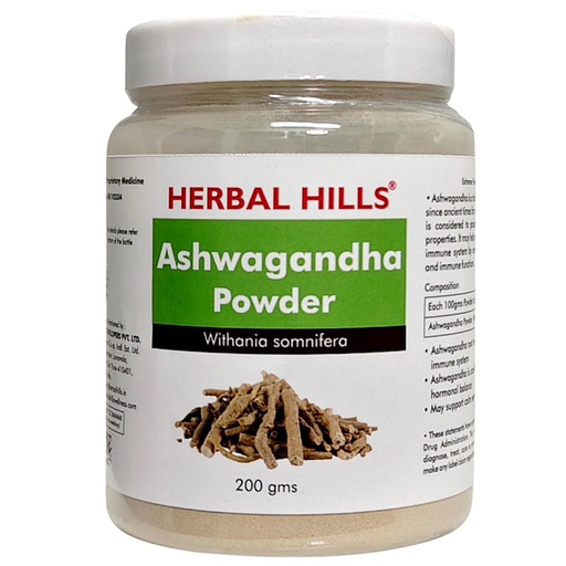 [BRSWYYY7OIJQKH36] Herbal Hills Ashwagandha Powder, (200 gm Pack) | Supports Stress Relief & Energy Levels | Ashwagandha Churna For Immunity, Strength & Vitality | With Withania Somnifera Root |