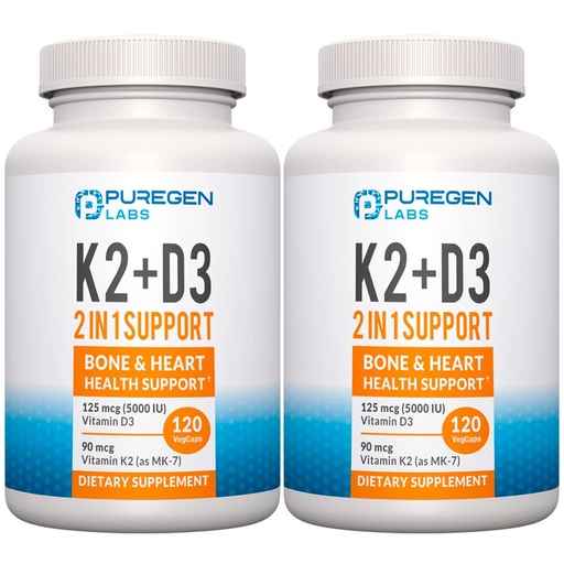 [BRSW2BL2CMBB43DB] 2 in 1 High Potency Formula 90mcg Vitamin K2 (MK7) and 5000 IU Vitamin D3 Supplement for Bone and Heart Health | Non-GMO Formula Vitamin D3 & K2 Complex, Total 240 Capsules I 8 Month Supply