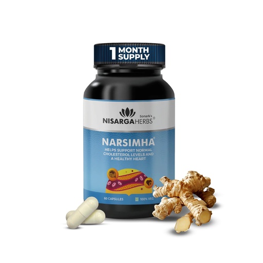 [BRSW2CYHCJ5WCFD4] SONARK'S NISARGA HERBS Narsimha (60 Veg Capsules) – Advanced Cardiovascular Support & Cholesterol Management – Ayurvedic Formula for Heart Health, Healthy Arteries & Lipid Balance