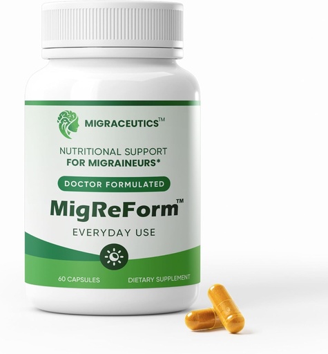 [BRSRAZA6BF4G2HIY] MigreForm pudele 60 - ārsts Formulēts Migraine Relief bagātinātāji - Dabīgs Migraine Relief Atbalsts ar magniju, vitamīns B2 & CoQ10 - Migrēna Papildinājums sievietēm un vīriešiem - Migrēna Vitamīni