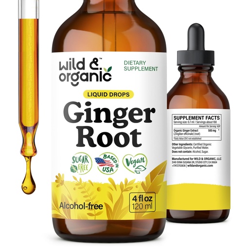 [BRSROY37BF5BYF3G] Wild & Organic Ginger Root Extract Drops - Immune & Digestive Support - Liquid Ginger Supplements - Easy to Add to Tea - Vegan, Sugar & Alcohol-Free Tincture - 4 fl oz