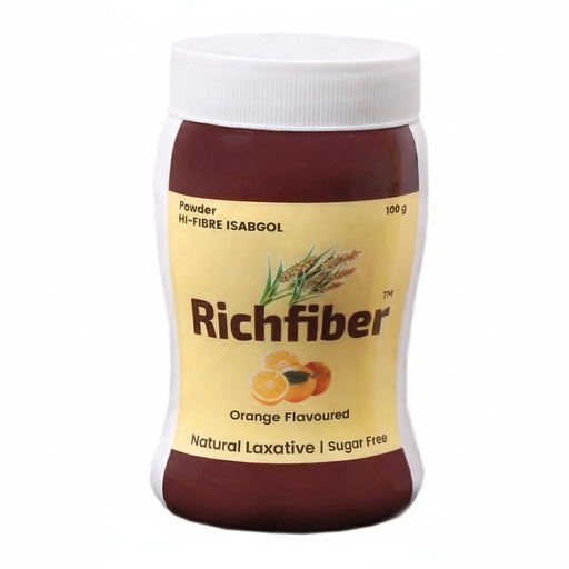 [BRSRGHA3C4GWGAY7] Lignite Richfiber Isabgol Powder (Psyllium Husk) Orange Flavour Sugar Free Fibre Drink 100g