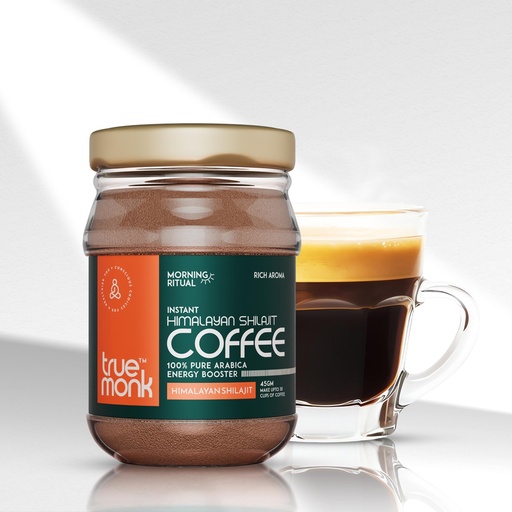 [BRSREZQCBMCRU3TA] True Monk Morning Ritual | Shilajit/Shilajeet Coffee for Men & Women | Natural Pre-Workout with Pure Himalayan Shilajit (Gold Standard) & Premium Arabica Beans | 45g | Rich Aroma | Make Hot & Cold