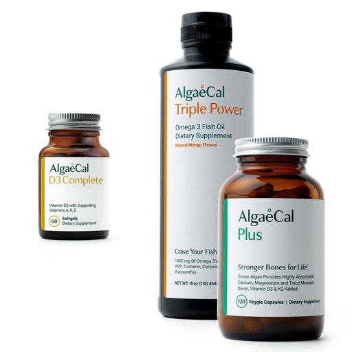 [BRSROH36B4PRYHTZ] ALGAECAL Bundle - Vitamin D3 Complete (1000 IU) + Vitamins K2, E & A & Plant-Based Calcium for Stronger Bones & Fish Oil Omega 3 1200mg EPA DHA