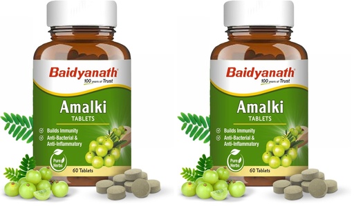 [BRSRAA35OAMQY3TV] Baidyanath Amlaki (Amla) 60 Tablets - Natural Health Booster for Enhanced Hair, Skin, Digestive Health, Metabolism Support and Sugar Level Management (Pack of 2)
