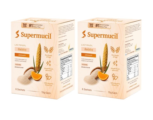 [BRSRMZY5AEMWK3TJ] LactoGol: Lactitol Monohydrate with Isabgol (Ispaghula) : Orange Flavor: Sugar Free: 1 box of 6 Sachets (15g each): Pack of 2 (Total boxes=2, Total Sachets=12, Total Net Weight: 180g)
