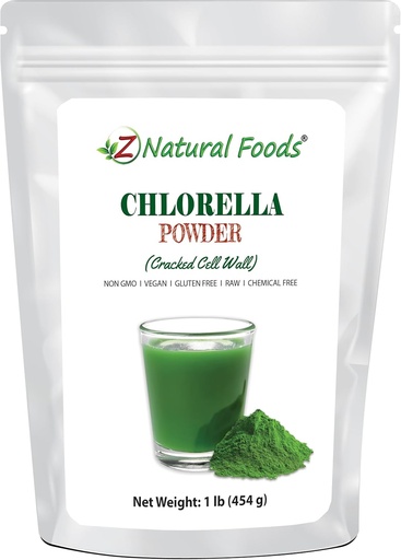 [BRSWIH3YDMAWGGT6] Z Natural Foods Chlorella Powder, Cracked Cell Wall Plant Protein, Blue Green Algae Superfood Powder, Perfect for Smoothies, Drinks, Recipes, Raw, Non GMO, Gluten Free, Vegan, 1 lb