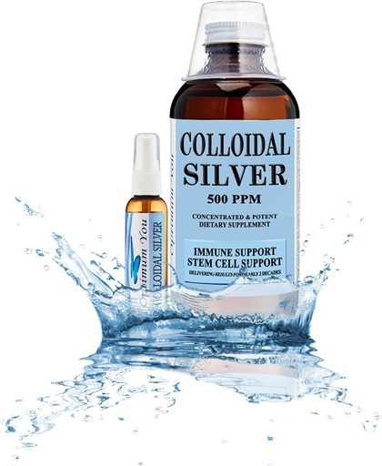 [BRSW2H36PIJQKCTU] Colloidal Silver Liquid | 500 ppm, Extra Strength (32 oz) with Spray Bottle | Immune Support Supplement | Stem Cell Support | Wound Care & Superior Healing