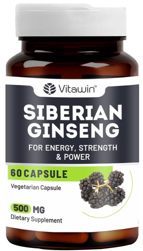 [BRSWY2Y6OQFWYDTG] Siberian Ginseng For Improve Immunity & Boost Energy, Stamina & Strength, Natural Herbal, 500 mg, Veg - 60 Capsules Nutrition Supplement
