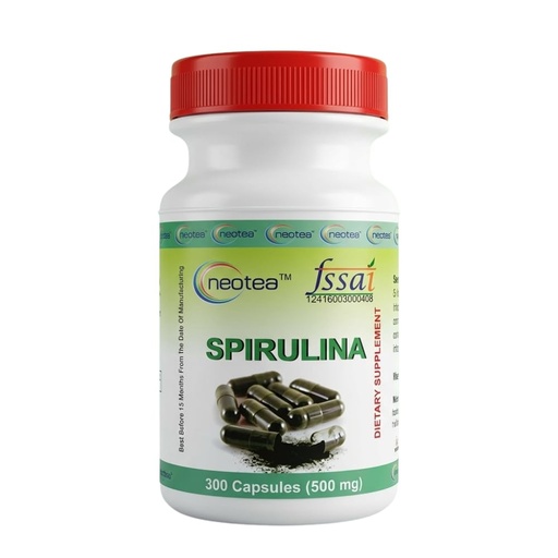 [BRSWGZYLCAOQM3LJ] Neotea Spirulina 500mg - 300 Veg Capsules | Blue Green Algae Superfood Supplement | Supports Daily Energy, Immunity & Wellness | Non GMO