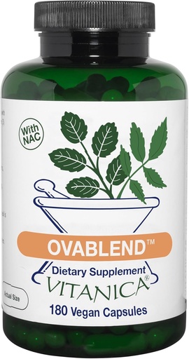 [BRSWIYILC57BS2Q5] Vitanica OvaBlend - Ovarian Health & Hormone Balance for Women - Endocrine Support Supplement with Sarsaparilla Root & NAC - Herbal Dietary Supplement for Women - Pro Logo - 180 Vegan Caps