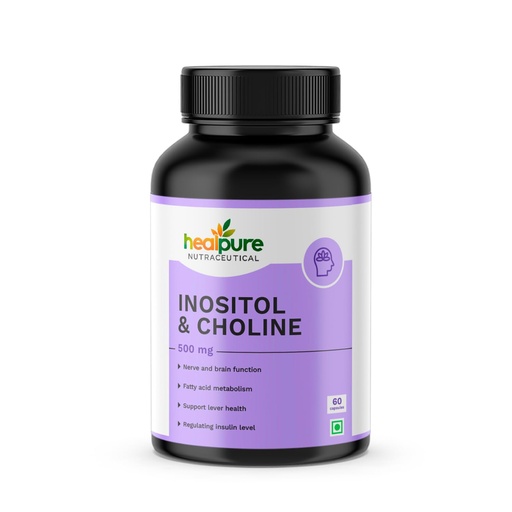 [BRSREYLYAR7QKHTD] Inositol and Choline 500 mg PCOS Support Supplement for Women | Myo-Inositol + D-Chiro Inositol 40:1 | 60 Plant-Based Veg capsule | Support Regular Menstruation