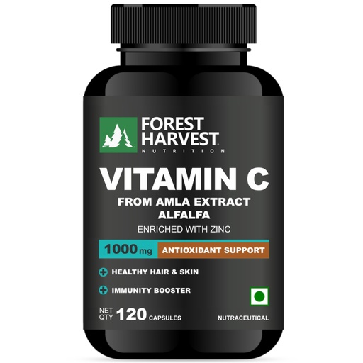 [BRSREYYEBYMRQYLP] Nutrition Natural Vitamin C from Amla & Alfalfa, Enriched with Zinc – Immune & Skin Support | 120 Veg Capsules | WHO-GMP, HACCP, ISO & FSSAI Certified