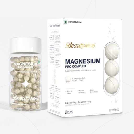 [BRSRGYY2BAJWOFDZ] Beautywise TriTab Magnesium Complex | 6-in-1 High-Absorption Magnesium (Aquamin, Lipoza Bisglycinate) 710 mg & Co-Actives | Smart Timed-Release for Sleep, Muscle Recovery & Nerve Health | 60 Capsules