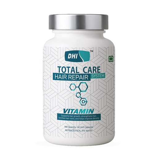 [BRSW2HYPAQOW2GT7] DHI Hair Repair Vitamin Supplement | With Plant-based Biotin & Ayurvedic Herbs | Supports Hair Growth, Strength & Density | For Men & Women | 60 Veg Capsules