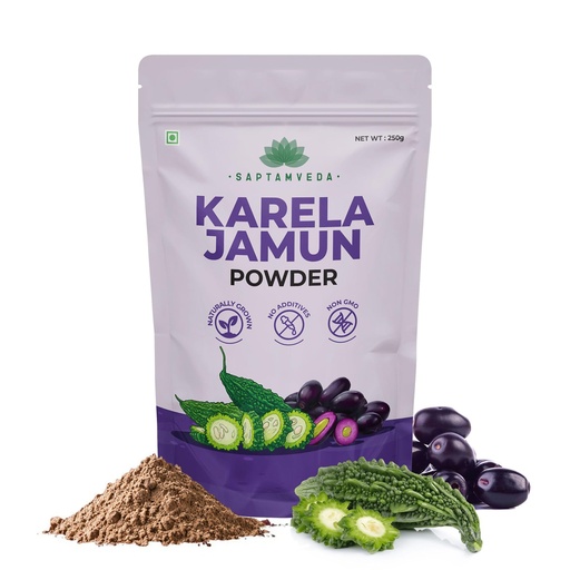 [BRSRYYAEDNYREFLK] SAPTAMVEDA Karela Jamun Powder 250gm | Bitter Gourd & Indian Blackberry | Momordica Charantia & Syzygium Cumini | Supports Healthy Blood Sugar & Digestion | Ayurvedic Herbal Supplement | For Men & Women