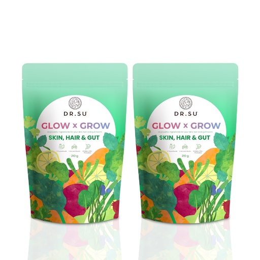[BRSREAD5CV6GK2DA] Dr. Su 6-In-1 Supplement Powder | Clear Skin, Strong Hair & Healthy Gut | With Vitamins, Minerals, Antioxidants, Probiotics, Fiber & Adaptogens | Lemon Mint | Sugar-Free | 30 Sachets x Pack of 2 | Unisex