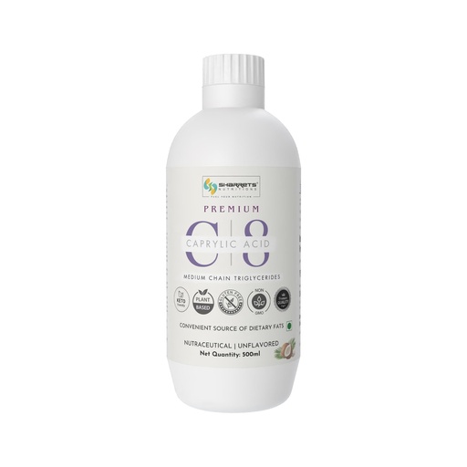 [BRSRYZQYBZYAEHTK] Sharrets Premium C8 MCT Oil 500ml | 95% C8 Caprylic Acid & 5% C10 Capric Acid | Pure Coconut Derived MCT Oil | Keto Friendly | Unflavored |