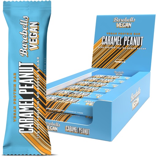 [BRSRGFIBBF4GCADL] Barebells Vegan Caramel Peanut Protein Bar 55g – Plant-Based High Protein Snack, No Added Sugar, Vegan Protein Bar