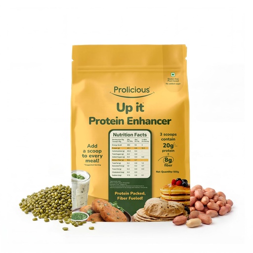 [BRSREYYKCBYAK3DU] Prolicious Up It Protein Enhancer|225g Protein & 90g Fibre Per Pack| Vegan | Gluten Free | No Isolates |500 g