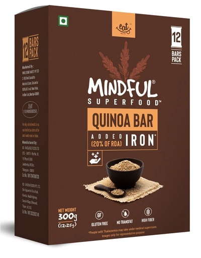 [BRSWGBAZBAORUYLU] Eat Anytime Multigrain Millet Energy Chocolates, 12 Bars | High Protein, High Fiber, No Added Sugar | Gluten Free Granola Bars with Quinoa, Dark Chocolate | Healthy Snack (300g)