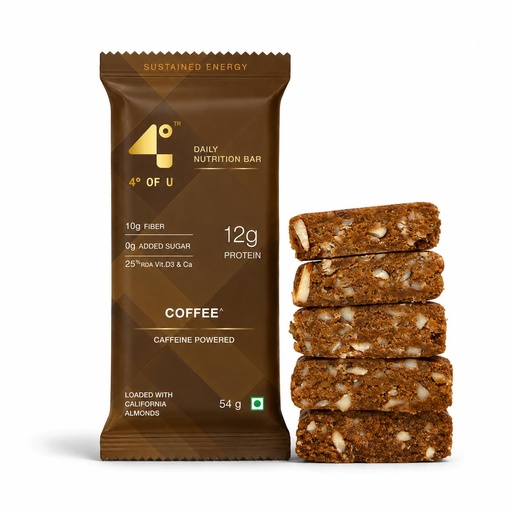 [BRSRGBA2CQPWEHQ3] 4 Degrees of U Women’s Wellness Protein Bar, Coffee | 12g Protein with No Added Sugar | 10g High Fibre, Calcium & Vitamin D3 | Pack of 1 (54g)