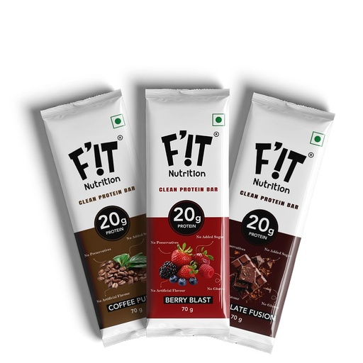 [BRSRABQDOEDWYDLP] F'!T Nutrition - High Protein | 20 G Protein Bar Combo Pack | Pack of 6 x 70 G each - No Added Sugar - No Preservatives - No Artificial Flavours - All Natural