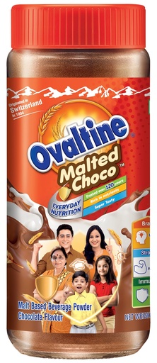[BRSRYYI7DEARQDIV] OVALTINE Malted Health Drink Chocolate Flavour Powder, Health Drink for Kids Adults, Nutrition Drink with Vitamins Minerals, Tasty Milk Mix in Glass Jar Daily Energy & Wellness, 400g (Pack of 1)
