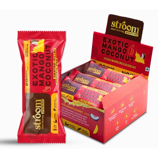 [BRSREEIPCIJR6CQU] STROOM Protein Bar Pack | Exotic Mango Coconut | 20g Protein Bar | 5 Bars
