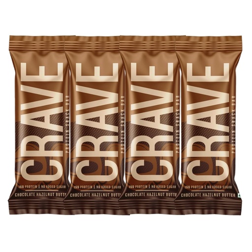 [BRSREZI3OIFBSH3H] Green Protein Crave Plant Protein Bars Chocolate Hazelnut Butter (Pack of 4) | 15g Protein, Zero Added Sugar, High in Fiber | Crunchy Wafer Bar | Decadent Sugar-Free Chocolate, Creamy Nut Butters | Tastes like a Cheat Meal | 100% Vegetarian & Gluten-Free | No Palm Oil | 200g