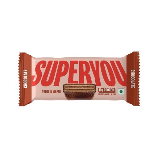 [BRSREZQQOUAQIH3F] SuperYou Chocolate Protein Wafer Bars (Pack of 1)|10g Protein, 3g Fiber, No Added Sugar|Yeast Fermented Protein|Energy Bars|Crunchy Wafer Bar|100% Vegetarian|No Palm Oil|40g