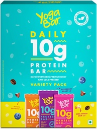 Yogabar Variety Pack 10 grams Protein Bars [Pack of 6], Pro-Blend & Premium Whey,100% Veg, Rich Protein Bar with Date, Vitamins, Fiber, Energy & Immunity for fitness.