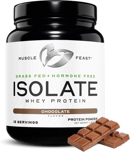 [BRSRAFAECQFROC37] Muscle Feast Grass-Fed Whey Protein Isolate, All Natural Hormone Free Pasture Raised, Whey Isolate Protein Powder for Men and Women, Clean, Gluten-Free, Delicious Isolate Protein - Chocolate, 1lb