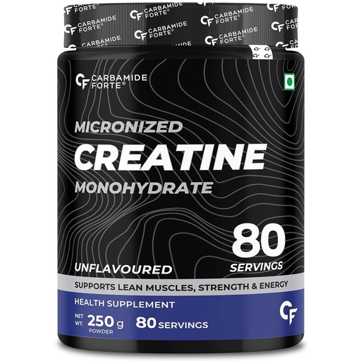 [BRSROGQEPNYWMC3F] Carbamide Forte Creatine Powder | Creatine Mono Hydrate | Micronized Creatine Monohydrate 250g Unflavoured for Lean Muscle, Strength & Energy | Gym Supplements For Men - 250g