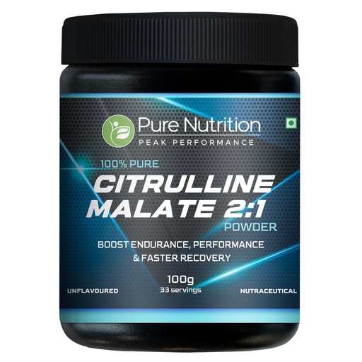 [BRSRAGL5DIIRM2YU] Pure Nutrition L Citrulline Malate Powder | L Citrulline Powder 100% Pure & Unflavoured | Boosts Stamina, Enhances Performance, Speeds Muscle Recovery & Reduces Fatigue | Ideal Pre-Workout for Men & Women – 100g ( 33 Servings )