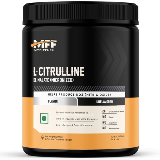[BRSWGHYFA4PBEDTB] MyFitFuel L Citrulline Malate Powder 2000mg | Boosts Nitric Oxide, Delay Fatigue, Pre Workout Supplements for Men & Women - (200g, Unflavoured)