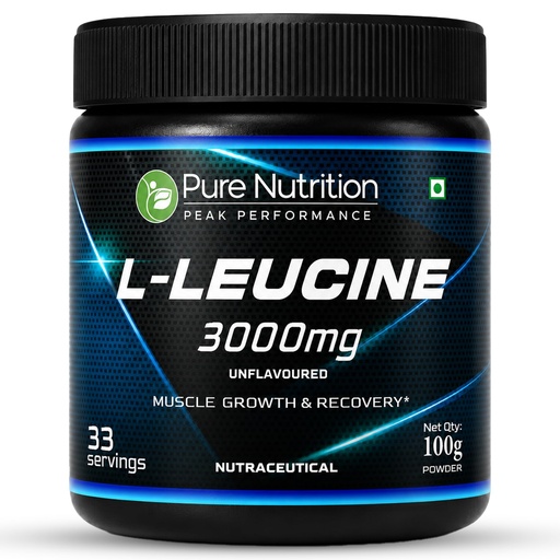 [BRSREGQ7CR5RO2T3] Pure Nutrition L-Leucine Powder 3000mg per Serving | Pre-Workout for Men & Women | 100% Pure & Unflavoured | Boosts Muscle Growth, Recovery & Stamina | Peak Performance -100g (33 Servings)