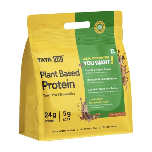 [BRSRYYIFPMPRACT7] Tata 1mg Plant Protein – Cold Coffee | 24g Protein | No Added Refined Sugar | 1kg