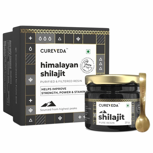 [BRSROAD7CMJRQDQ6] Cureveda Himalayan Shilajit For Men - Resin 20g | 98% Fulvic Acid For Energy, Endurance & Vitality | 100% Ayurvedic