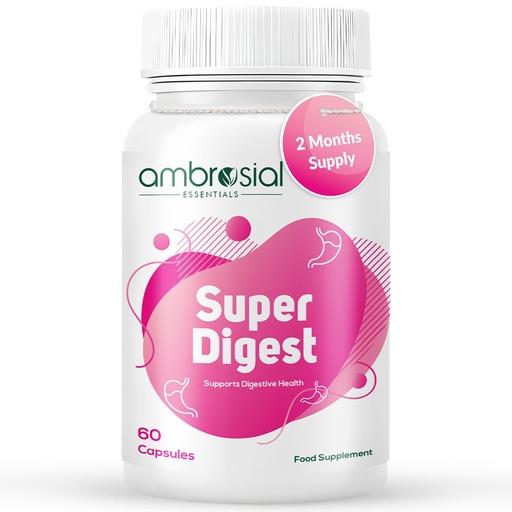 [BRSRMELQPIORYG35] Ambrosial Super Digest with Betaine hcl Pepsin, Ox-Bile, Pancreatin & L-Glutamic Acid | Digestive Enzyme Supplements to Support Optimal Digestion & Gut Health (Pack of 1-60 Capsules)