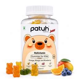 Junior Multivitamin Gummies for Kids (4+ Years), Supports Growth, Immunity & Bone Health, Daily Nutrition Kids Gummies with Blueberry, Orange & Mango Flavours, 100% Veg, 30 Gummies