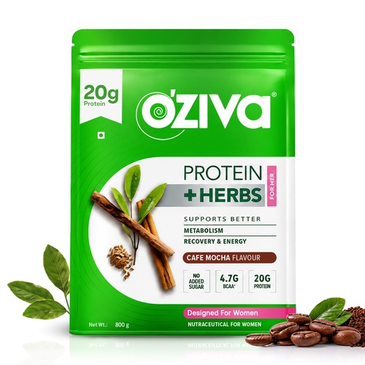 [BRSWGZQ5AQIGMC3H] OZiva Protein & Herbs for Women (Cafe Mocha) I Manage Weight, Energy & Metabolism | Clean Protein, Shatavari, Green Tea I No Added Sugar, 800g