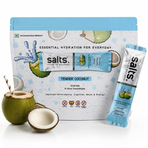 [BRSRYEAYAR7ROADX] Salts Electrolyte Powder, 15 Sachet with Zero Sugar, Electrolytes Hydration Mix Drink for Summer Heat, Workout Recovery and Travel, Keto and Vegan Friendly, (Coconut)